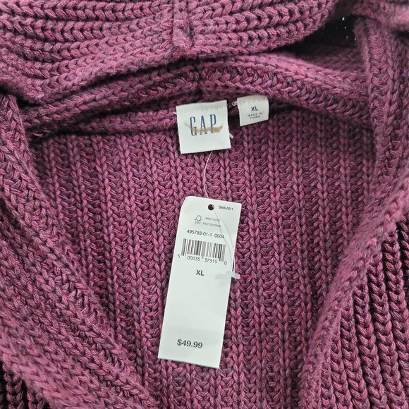 Gap Open Front Knit Sweater Womens XL Plum Red Cotton - Picture 6 of 9